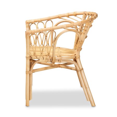 Baxton Studio Kaka Modern Bohemian Natural Brown Rattan Dining Chair 209-12790